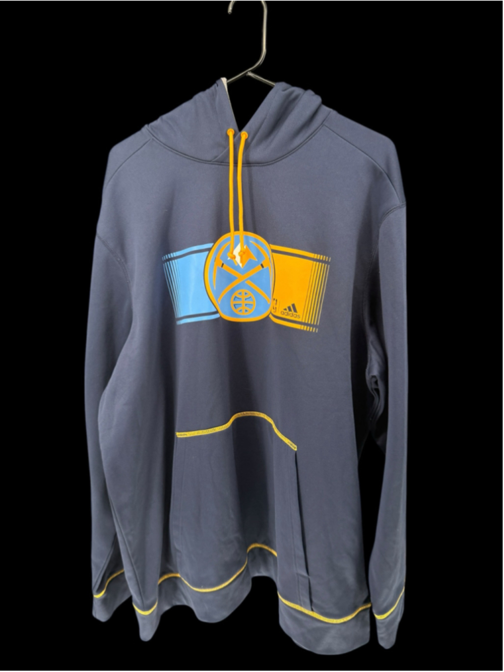 Men's Adidas Denver Nuggets Hoodie XXL Blue and Yellow